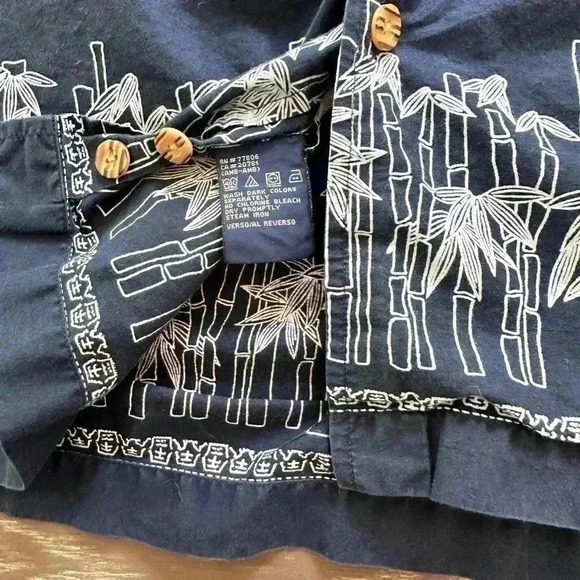 Vintage Mens Hilfiger Surfing Co. Hawaiian Navy Blue Collared Button SS Shirt L - Picture 5 of 8